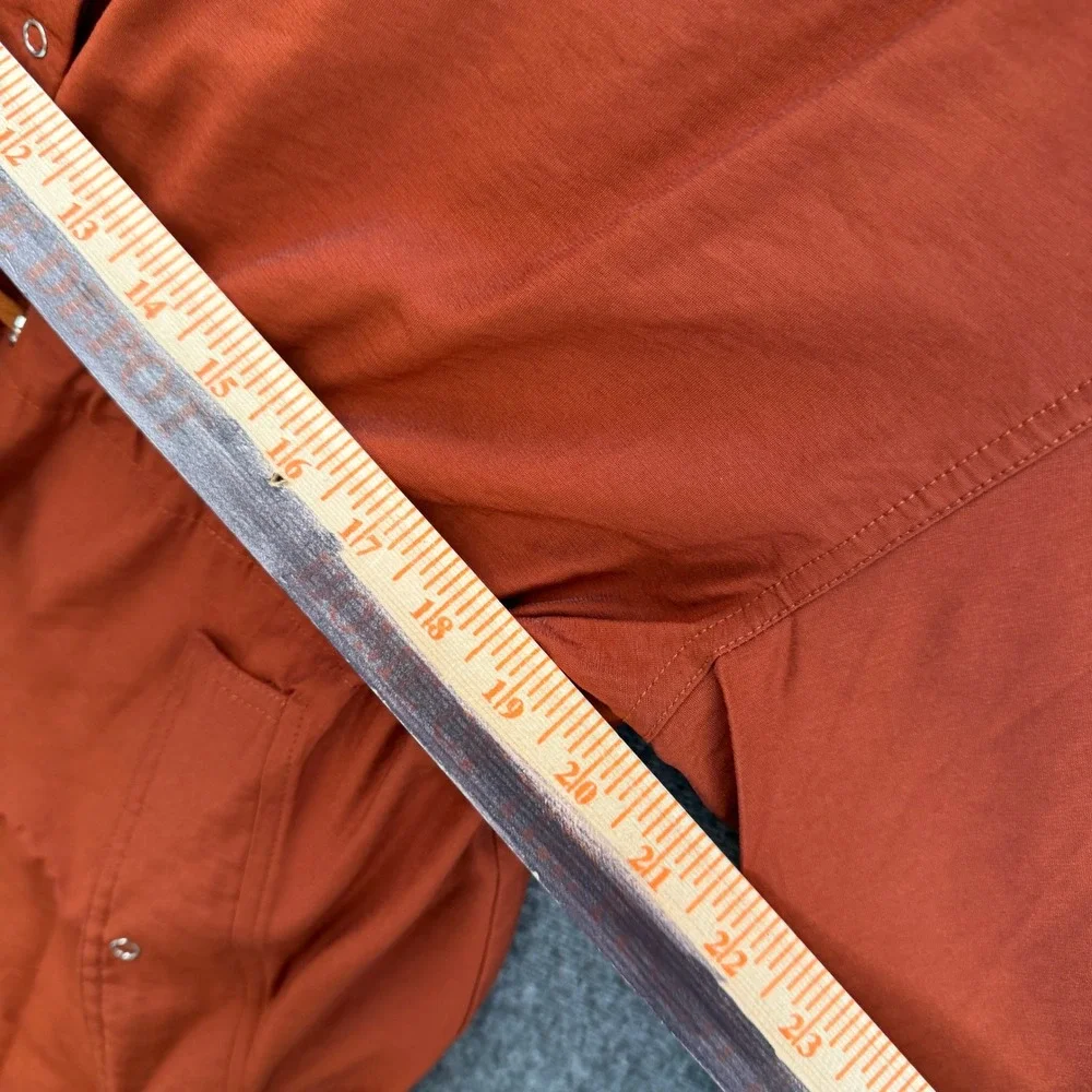 Womens Large Rust Orange Utility Coat Trench LONG Drawstring Long Rayon BBY1002 - Picture 16 of 16